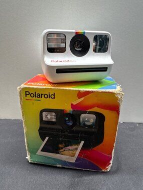 Polaroid Go Instant (Generation 1) Camera With Box - Compact White Rainbow Strip